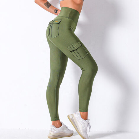 Olive Green Cargo Fitness Leggings