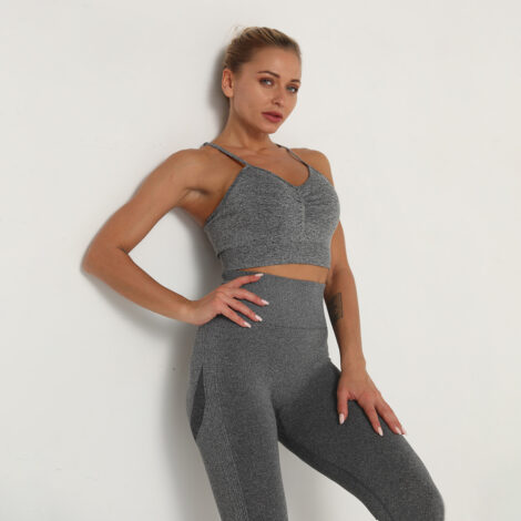 Perk Me Up Grey Seamless Sports Bra Top