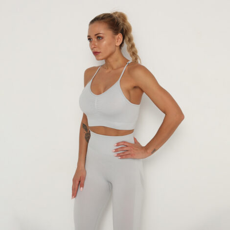 Perk Me Up Light Grey Seamless Sports Bra Top