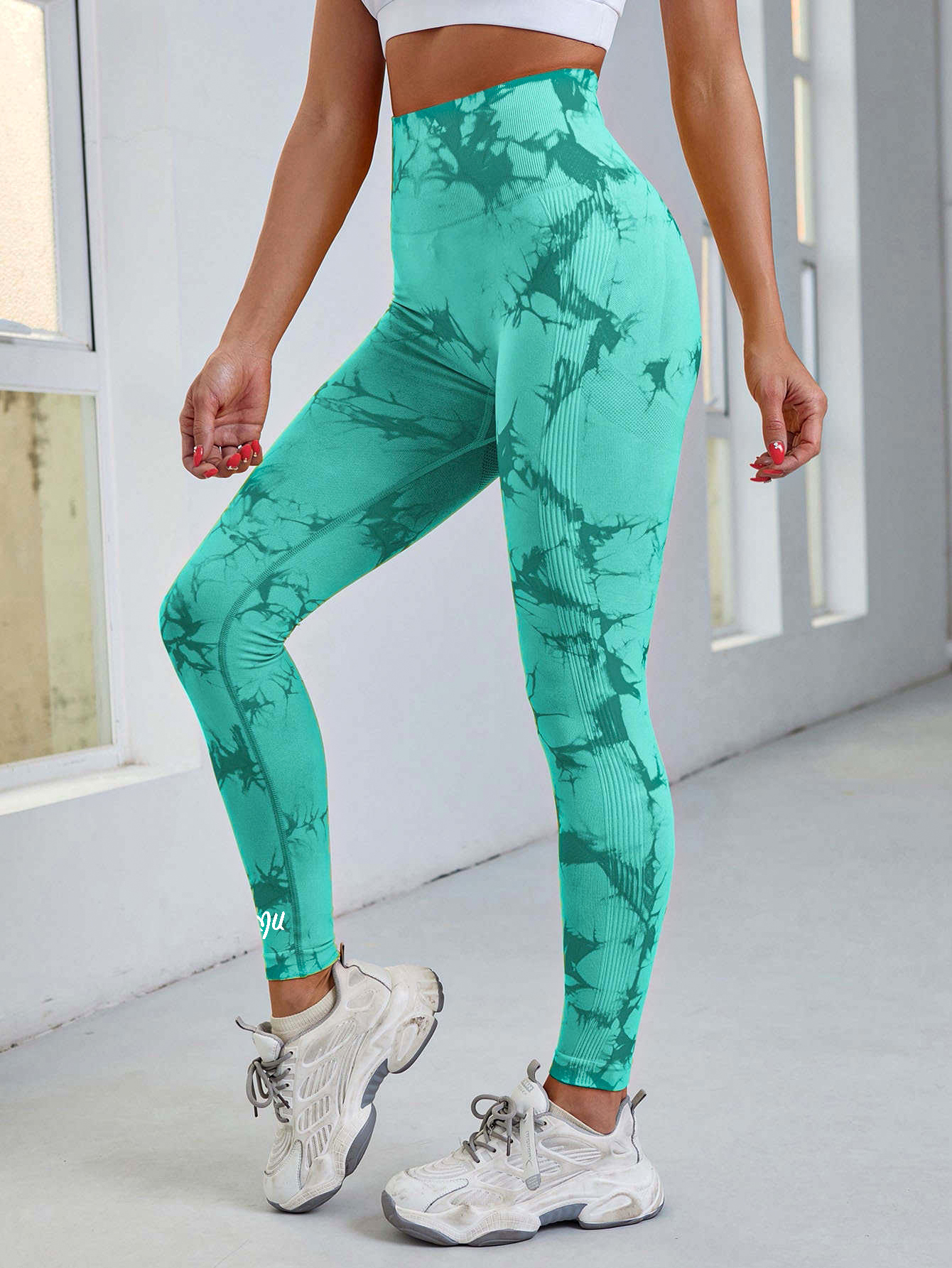 Green Tie Dyed High Waist Scrunch Sculpt Leggings - Perk Me Up